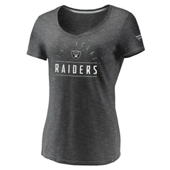Las Vegas Raiders Women's League Leader Space Dye V-Neck T-Shirt Charcoal