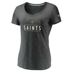 New Orleans Saints Women's League Leader Space Dye V-Neck T-Shirt Charcoal