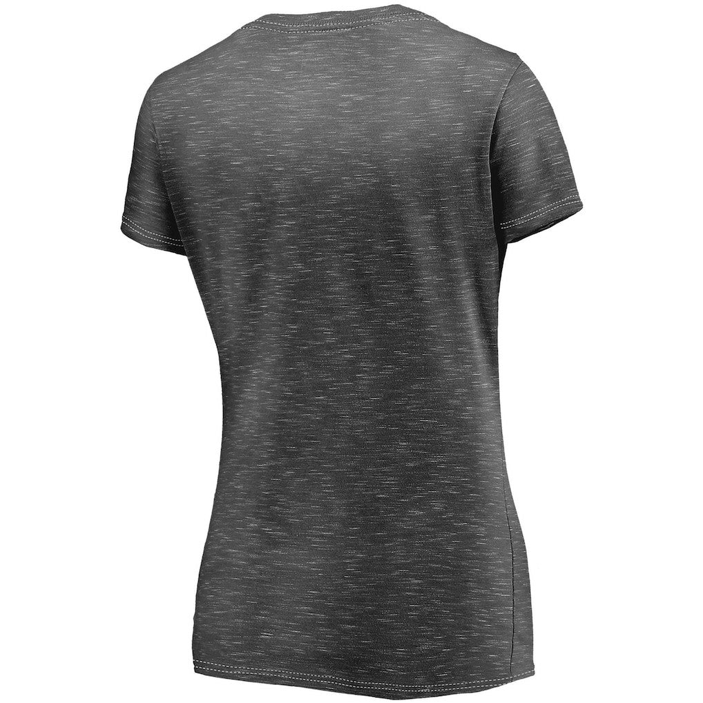 Pittsburgh Steelers Women's League Leader Space Dye V-Neck T-Shirt Charcoal