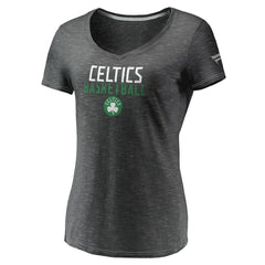 Boston Celtics Women's Double-Fade Space-Dye V-Neck T-Shirt Charcoal