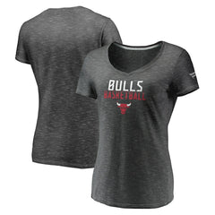 Chicago Bulls Women's Double-Fade Space-Dye V-Neck T-Shirt Charcoal