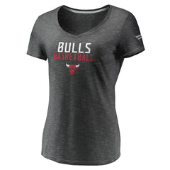 Chicago Bulls Women's Double-Fade Space-Dye V-Neck T-Shirt Charcoal