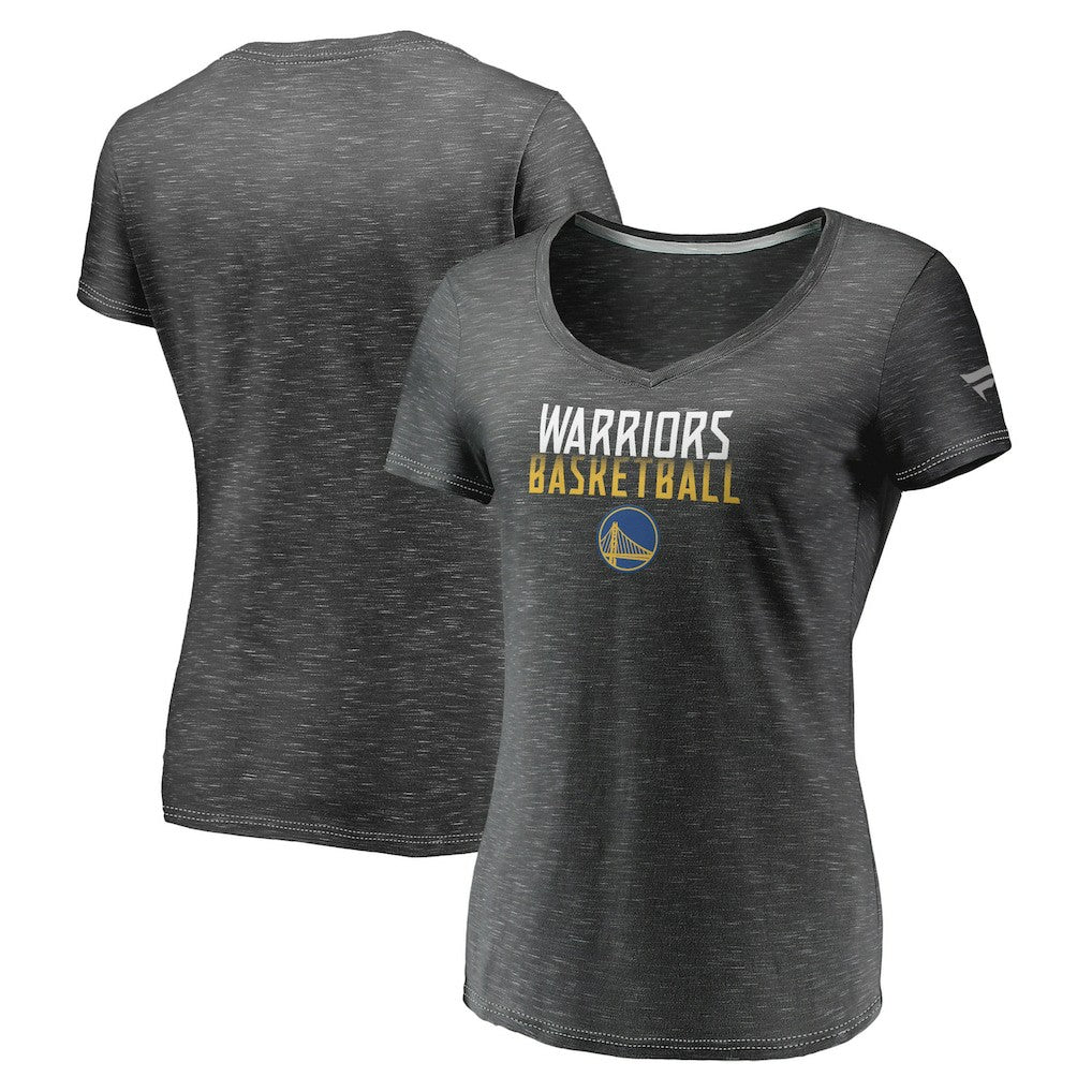 Golden State Warriors Women's Double-Fade Space-Dye V-Neck T-Shirt Charcoal