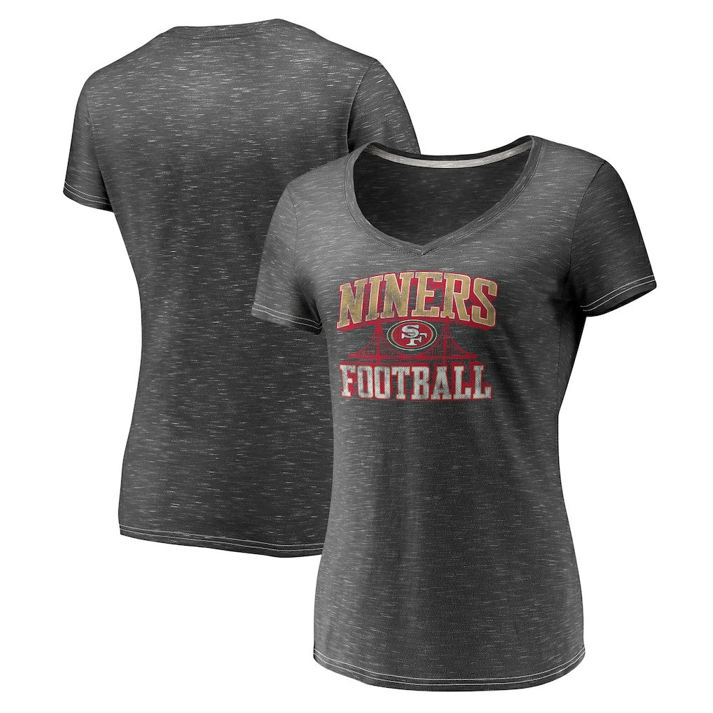San Francisco 49ers Women's Hometown Space-Dye V-Neck T-Shirt Heathered Charcoal
