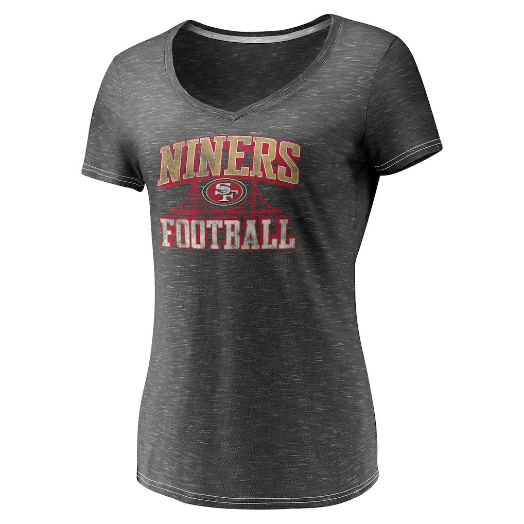 San Francisco 49ers Women's Hometown Space-Dye V-Neck T-Shirt Heathered Charcoal