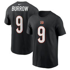 Joe Burrow Cincinnati Bengals Player Name & Number T-Shirt Black