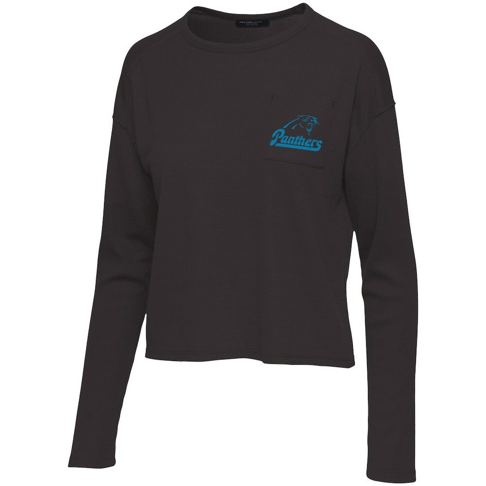 Carolina Panthers Junk Food Women's Pocket Thermal Long Sleeve T-Shirt Black