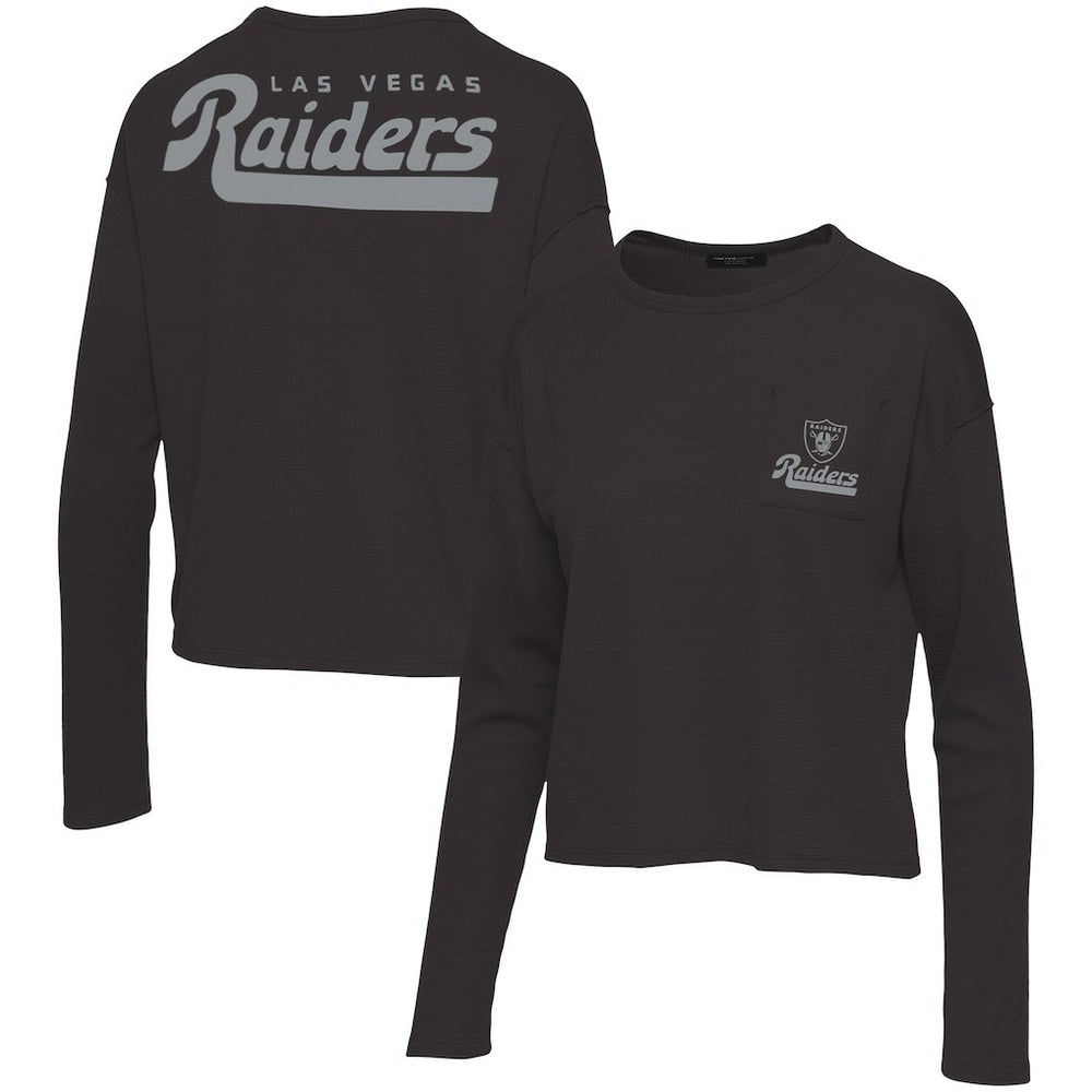 Las Vegas Raiders Junk Food Women's Pocket Thermal Long Sleeve T-Shirt Black
