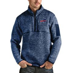 Buffalo Bills Antigua Fortune Quarter-Zip Pullover Jacket Heathered Navy