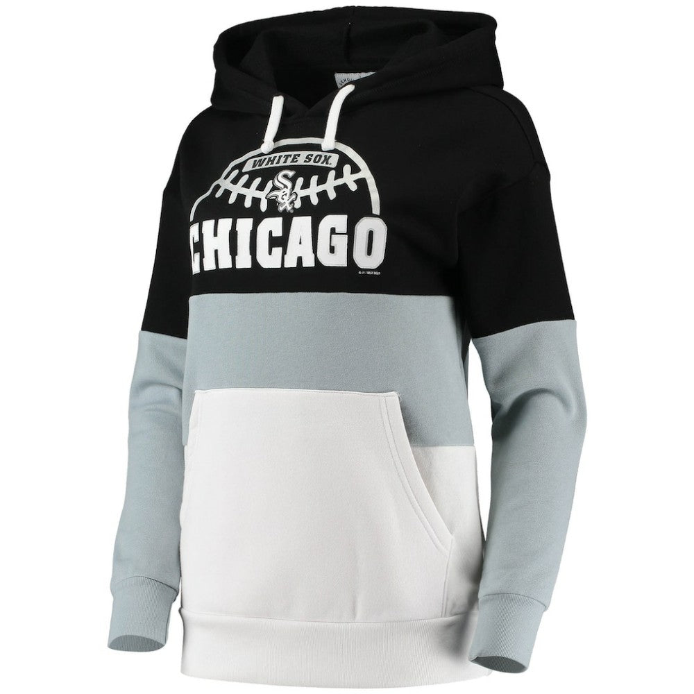 Chicago White Sox G-III Sports by Carl Banks Women's Block and Tackle Colorblock Pullover Hoodie - Black/Gray Hoodies