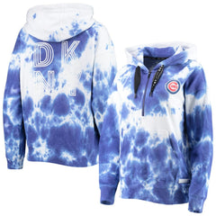 Chicago Cubs DKNY Sport Women's Dakota Tie-Dye Half-Zip Hoodie - White/Royal Hoodies