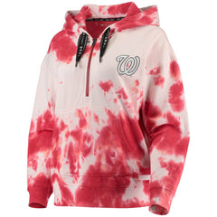 Washington Nationals DKNY Sport Women's Dakota Tie-Dye Half-Zip Hoodie - White/Red Hoodies