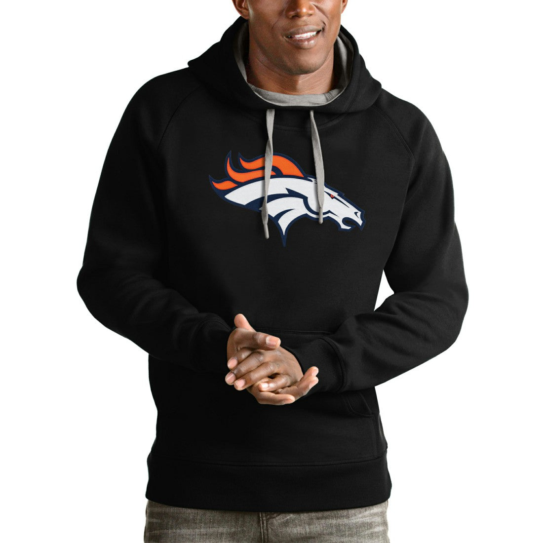 Denver Broncos Antigua Victory Pullover Hoodie Black