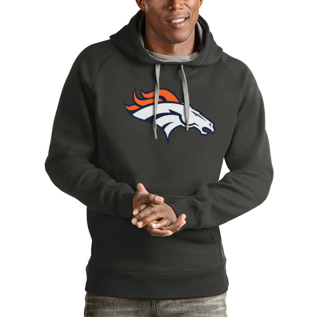 Denver Broncos Antigua Victory Pullover Hoodie Charcoal