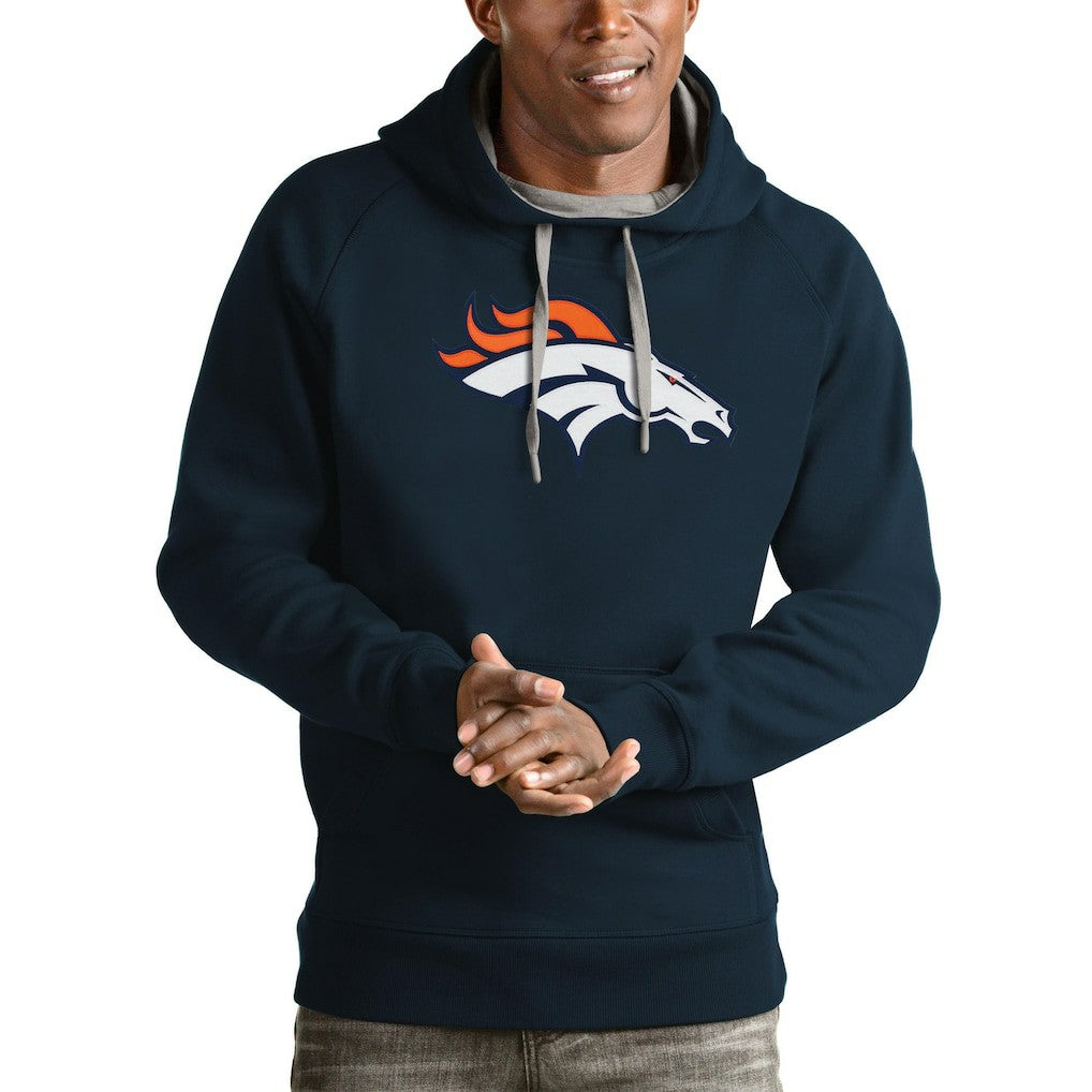 Denver Broncos Antigua Victory Pullover Hoodie Navy