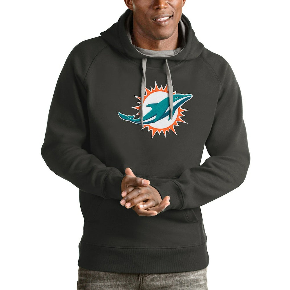 Miami Dolphins Antigua Victory Pullover Hoodie Charcoal