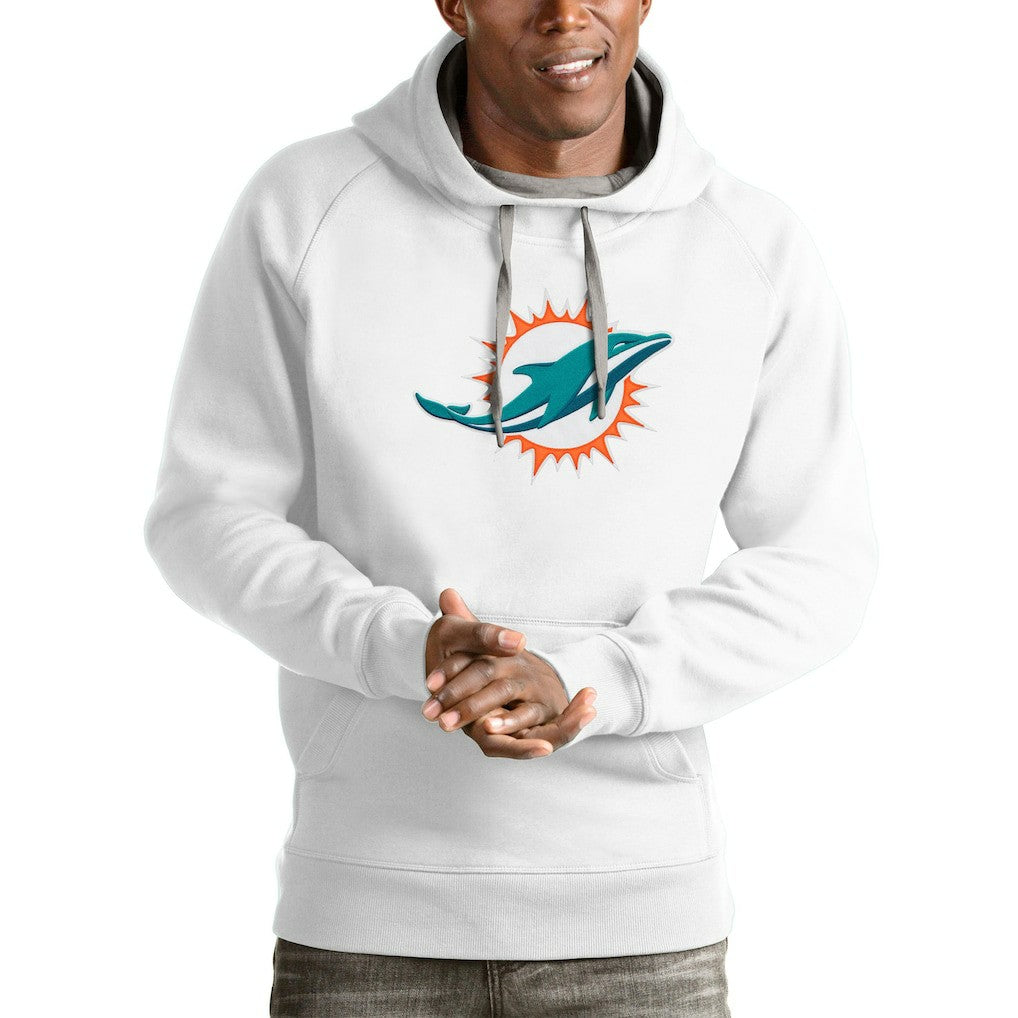 Miami Dolphins Antigua Victory Pullover Hoodie White