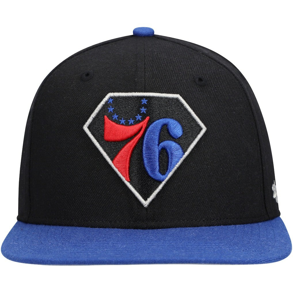 Philadelphia 76ers '47 75th Anniversary Carat Captain Snapback Hat Black/Royal