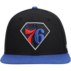 Philadelphia 76ers '47 75th Anniversary Carat Captain Snapback Hat Black/Royal