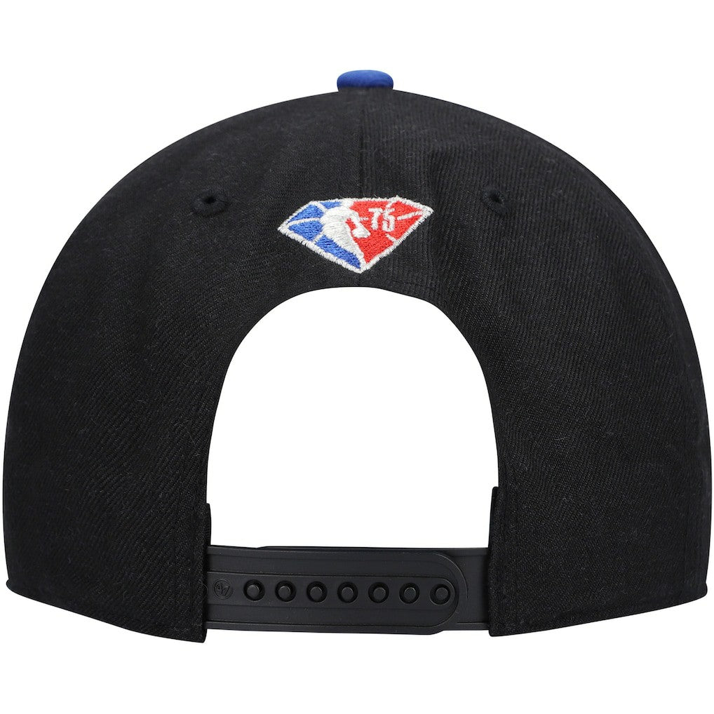 Philadelphia 76ers '47 75th Anniversary Carat Captain Snapback Hat Black/Royal