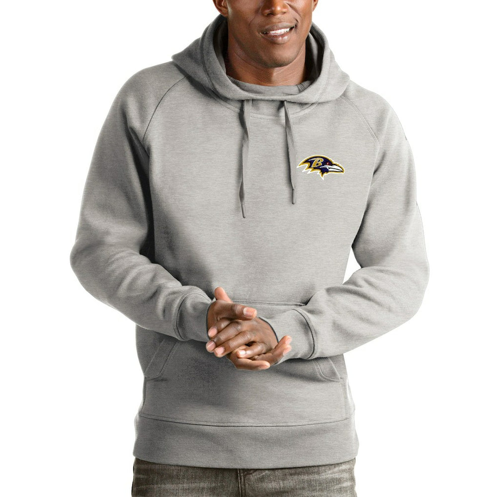 Baltimore Ravens Antigua Logo Victory Pullover Hoodie Heathered Gray