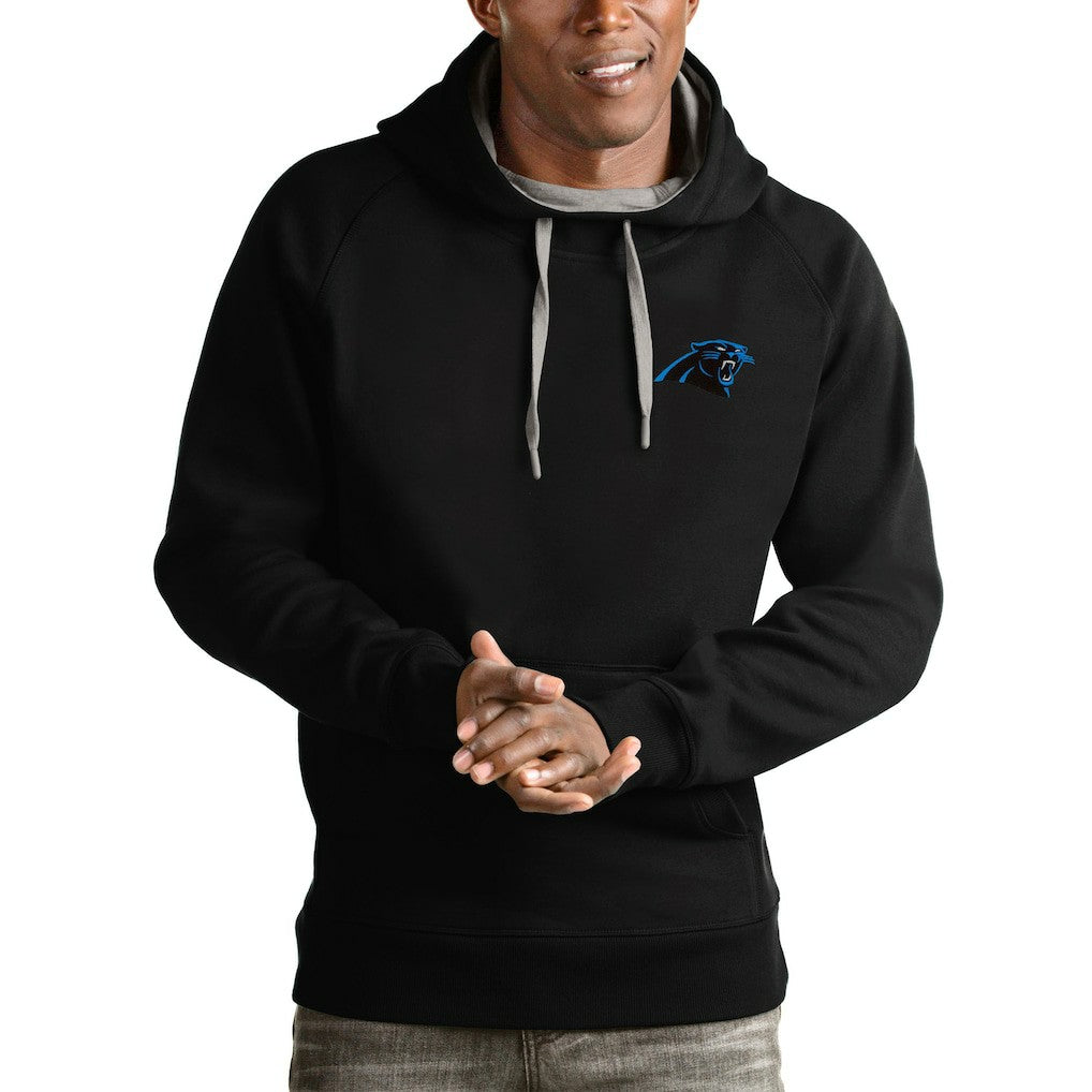 Carolina Panthers Antigua Logo Victory Pullover Hoodie Black