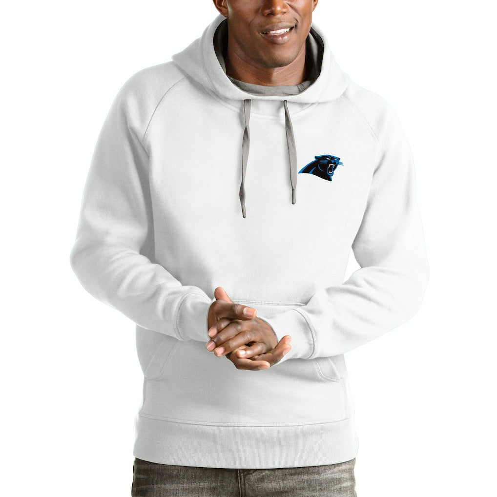Carolina Panthers Antigua Logo Victory Pullover Hoodie White