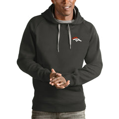Denver Broncos Antigua Logo Victory Pullover Hoodie Charcoal