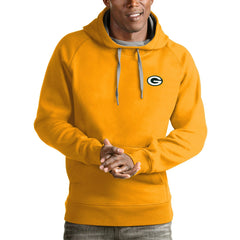 Green Bay Packers Antigua Logo Victory Pullover Hoodie Gold
