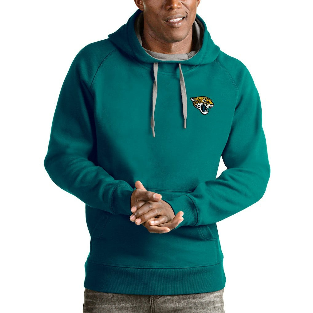 Jacksonville Jaguars Antigua Logo Victory Pullover Hoodie Teal