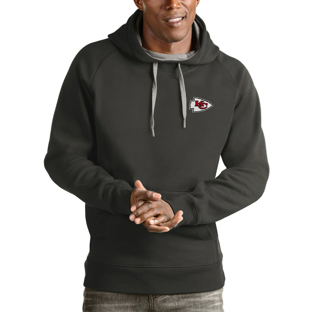 Kansas City Chiefs Antigua Logo Victory Pullover Hoodie Charcoal