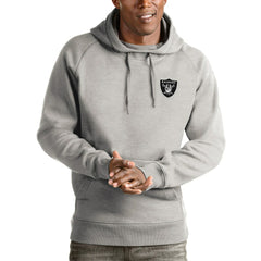 Las Vegas Raiders Antigua Logo Victory Pullover Hoodie Heathered Gray