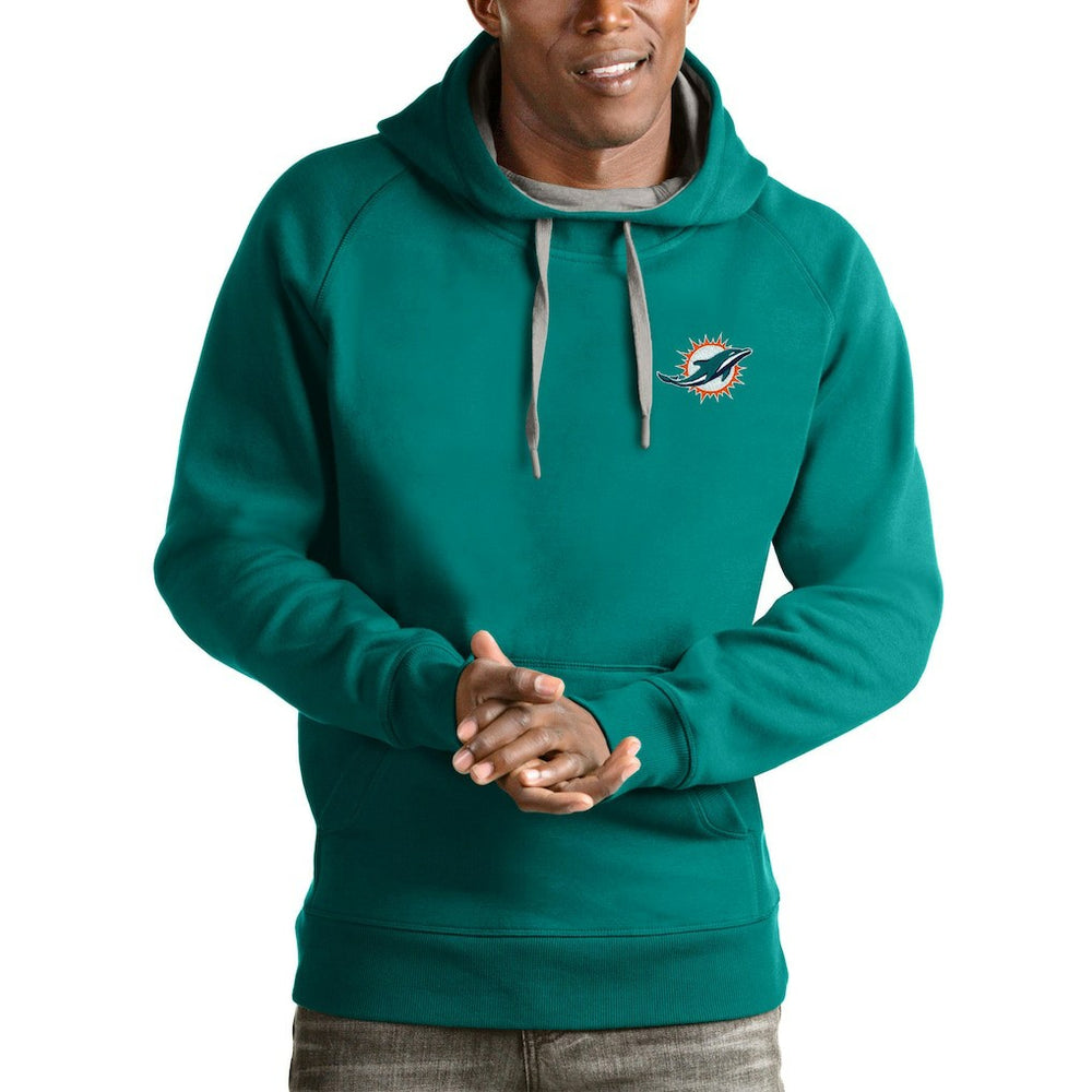 Miami Dolphins Antigua Logo Victory Pullover Hoodie Aqua