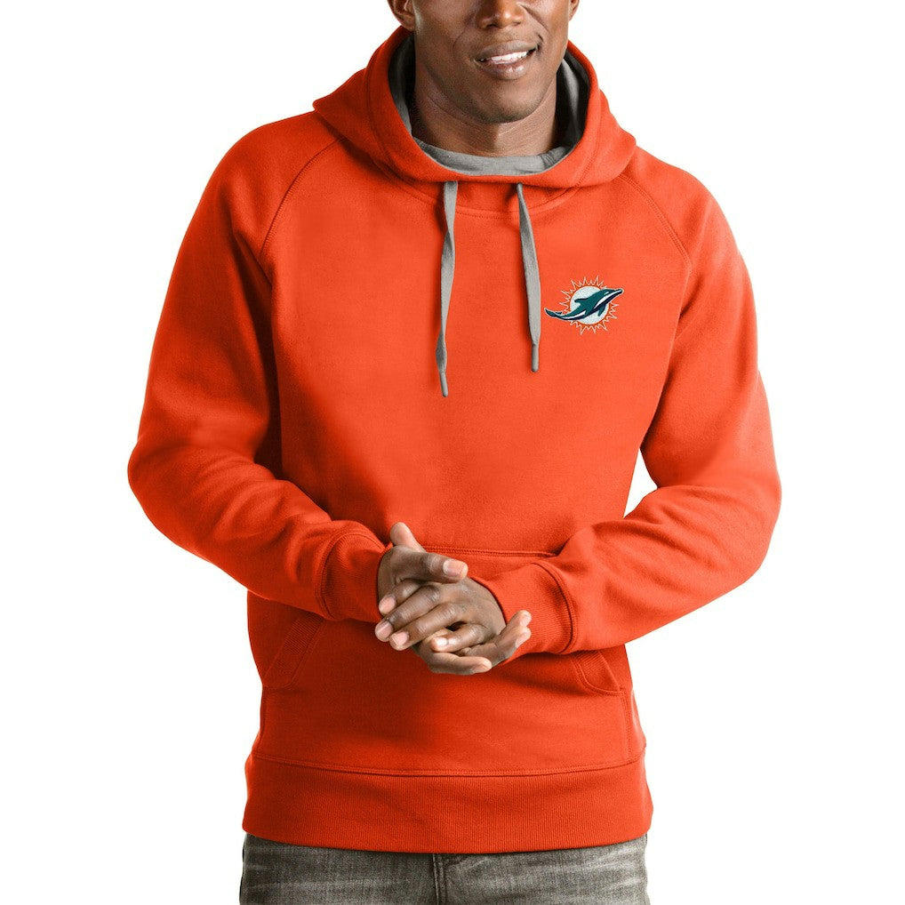 Miami Dolphins Antigua Logo Victory Pullover Hoodie Orange