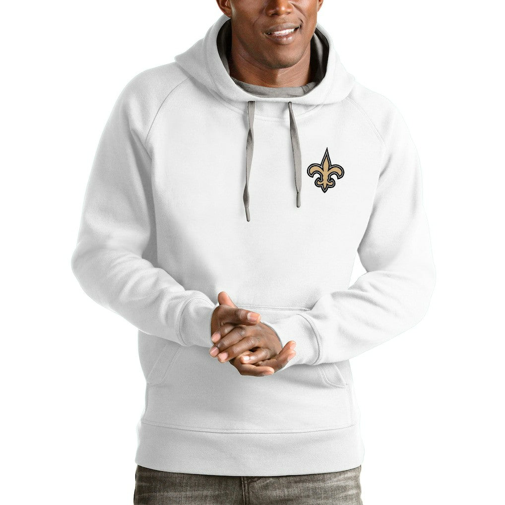 New Orleans Saints Antigua Logo Victory Pullover Hoodie White