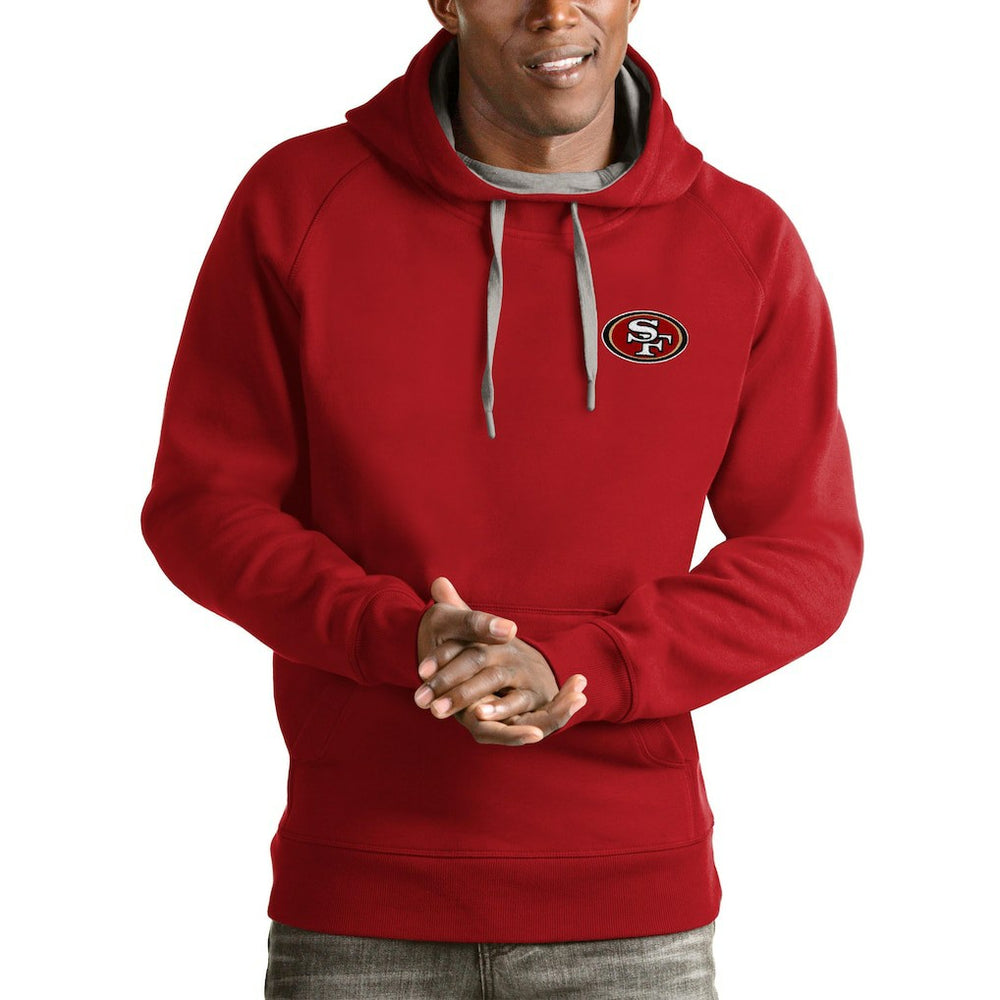 San Francisco 49ers Antigua Logo Victory Pullover Hoodie Scarlet