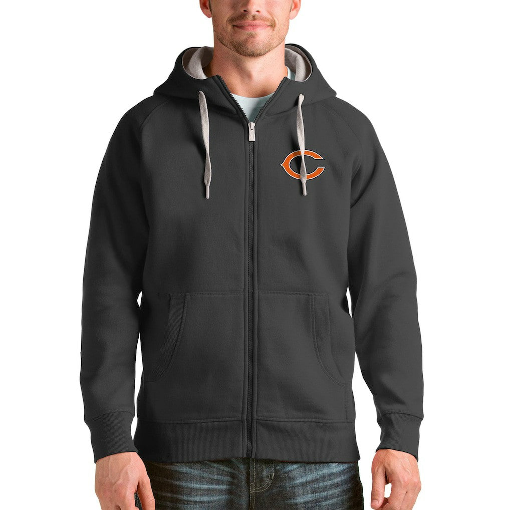 Chicago Bears Antigua Victory Full-Zip Hoodie Charcoal