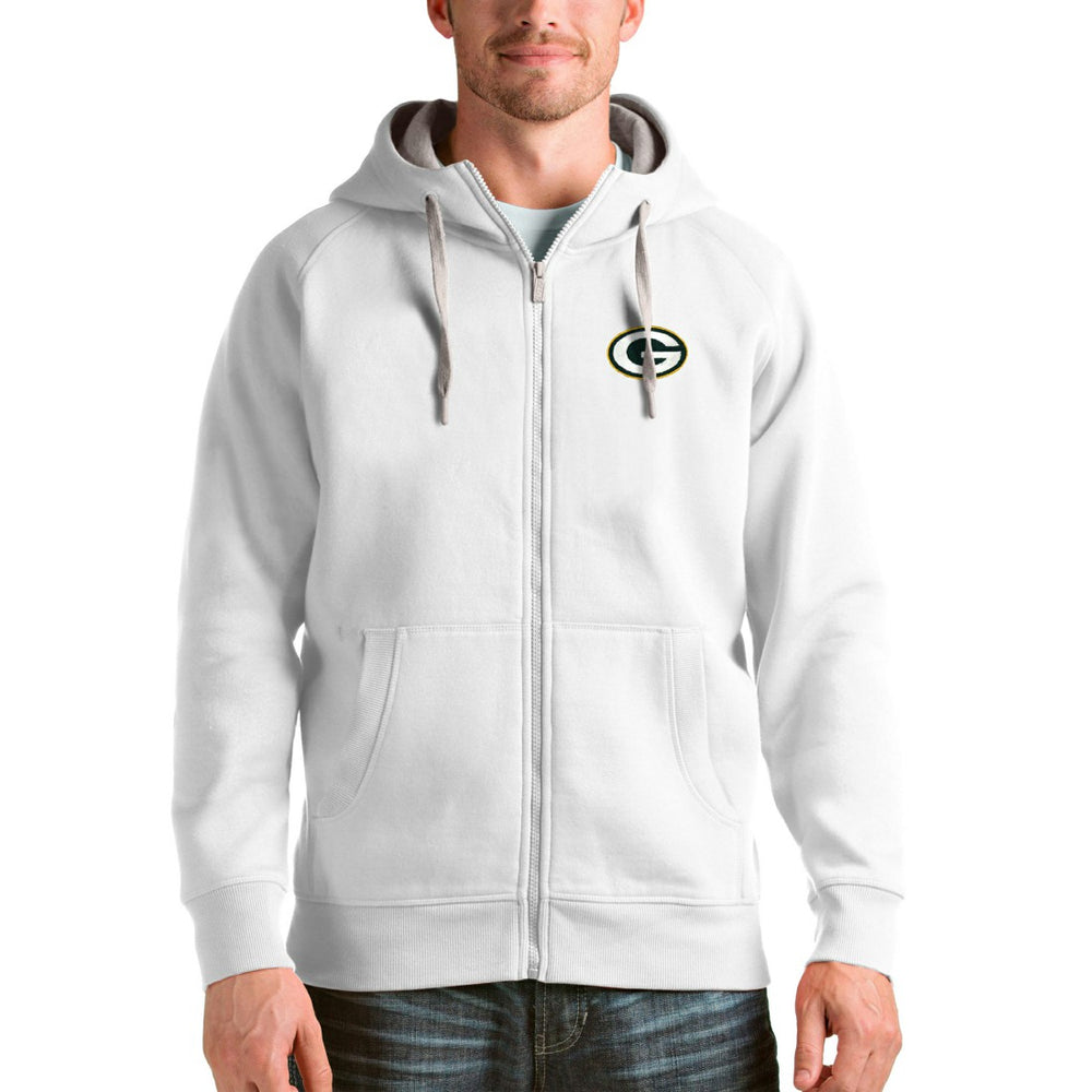 Green Bay Packers Antigua Victory Full-Zip Hoodie White