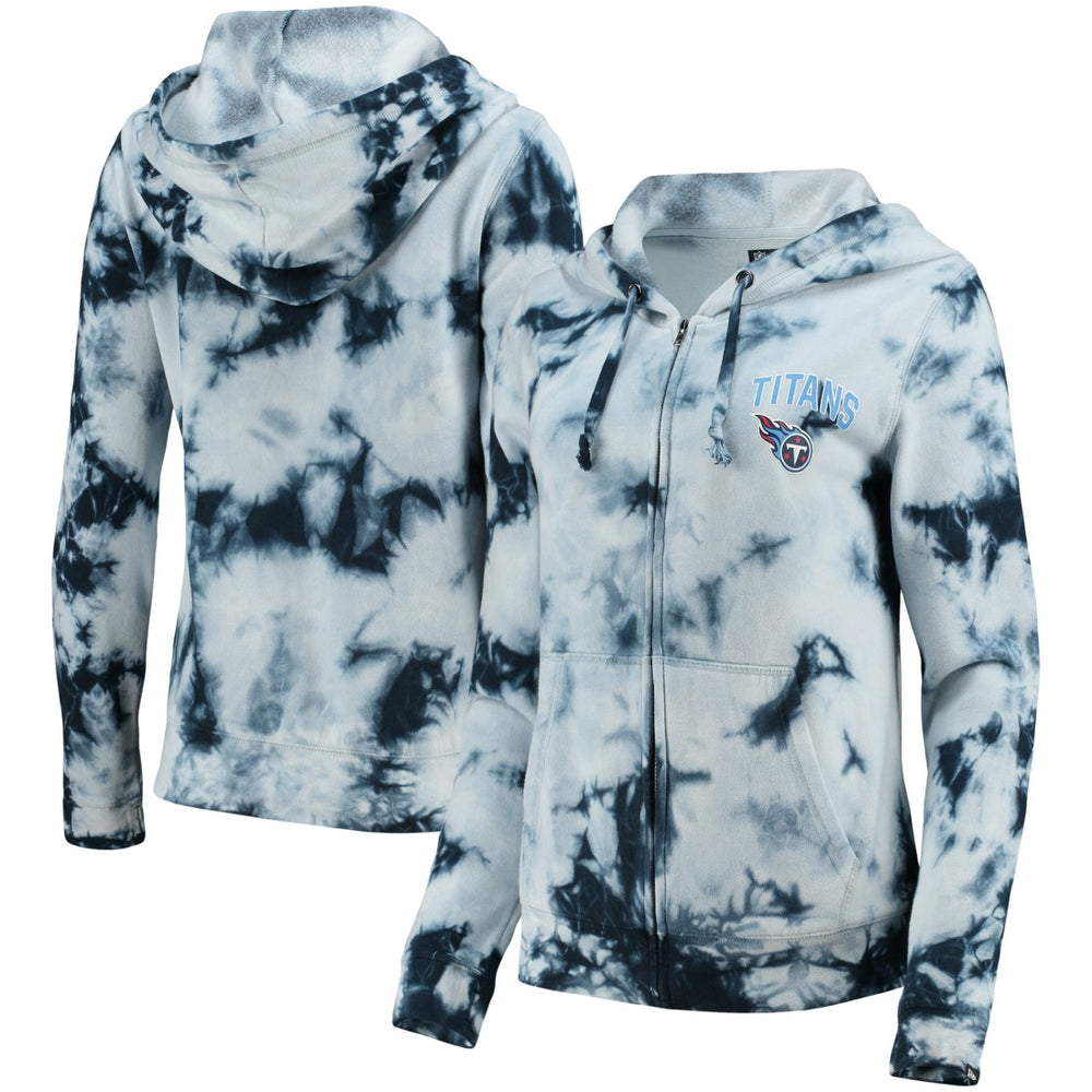 Tennessee Titans New Era Women's Tie-Dye Fleece Full-Zip Hoodie Navy