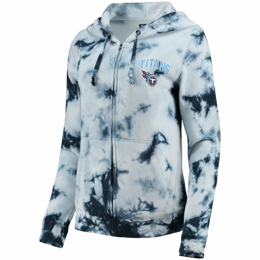 Tennessee Titans New Era Women's Tie-Dye Fleece Full-Zip Hoodie Navy