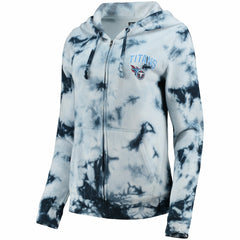 Tennessee Titans New Era Women's Tie-Dye Fleece Full-Zip Hoodie Navy