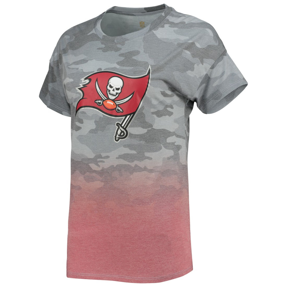 Tampa Bay Buccaneers Juniors Beth Camo Dip-Dye T-Shirt Gray/Red