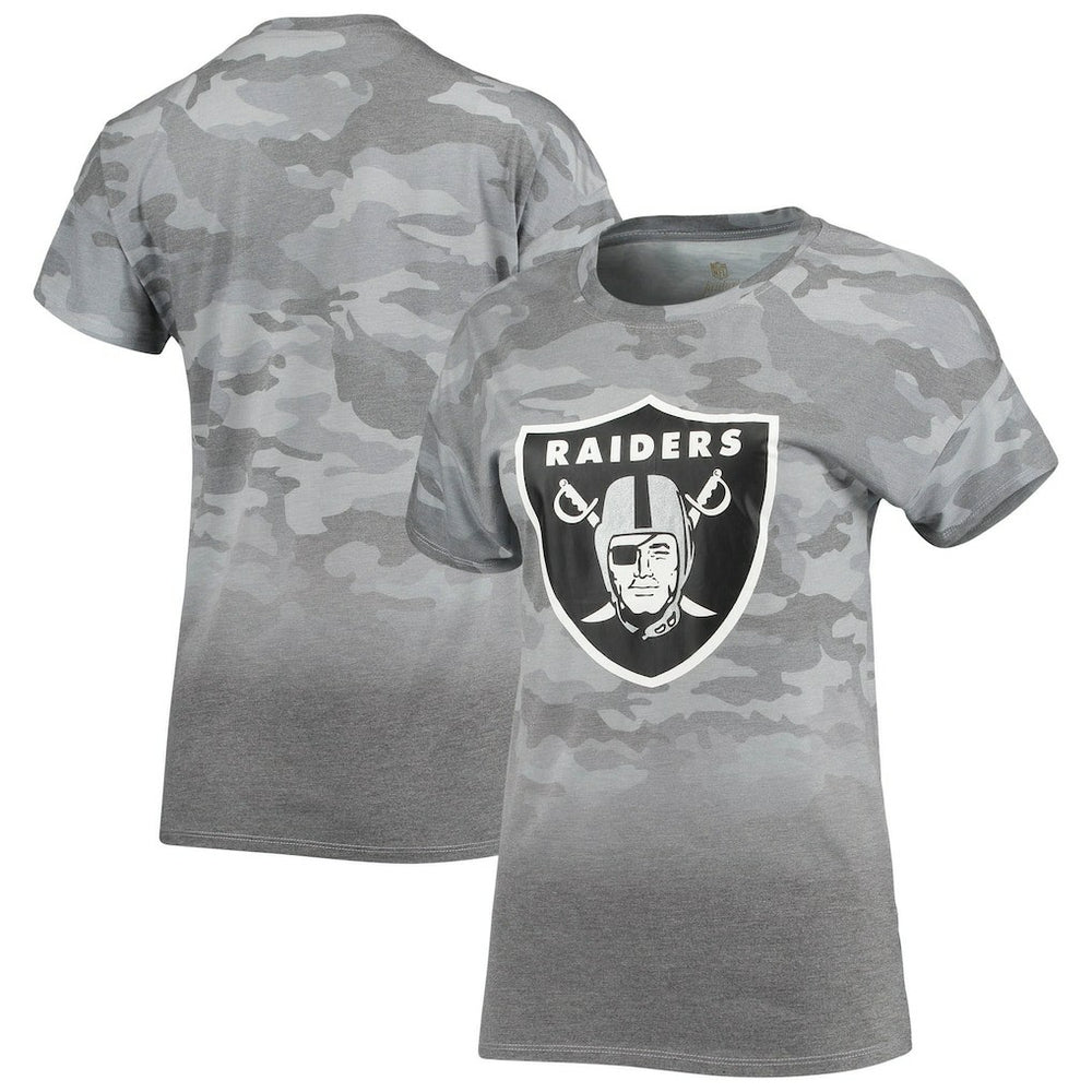 Las Vegas Raiders Juniors Beth Camo Dip-Dye T-Shirt Gray/Black