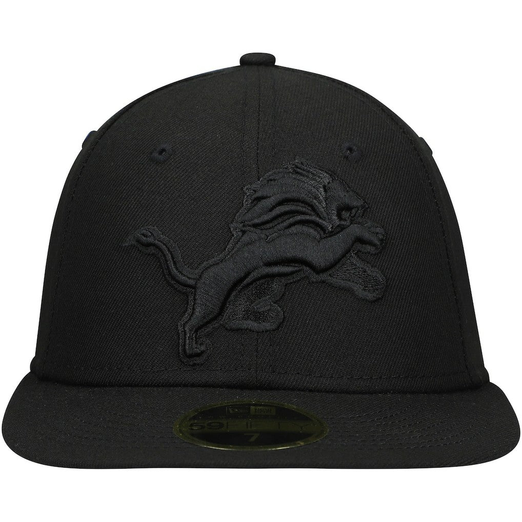 Detroit Lions New Era Black on Black Low Profile 59FIFTY II Fitted Hat Black