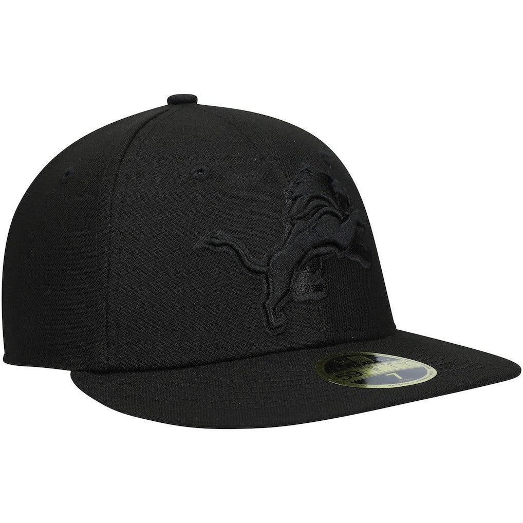 Detroit Lions New Era Black on Black Low Profile 59FIFTY II Fitted Hat Black