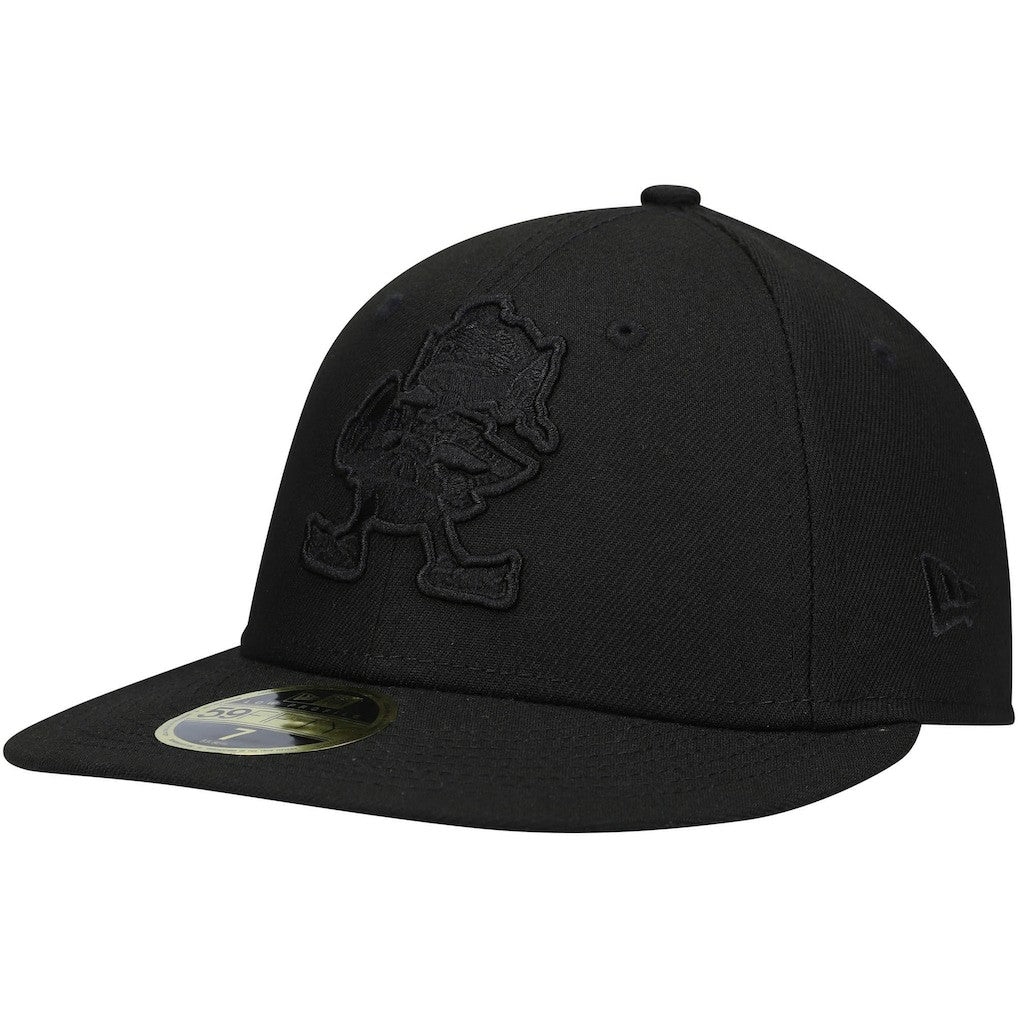 Cleveland Browns New Era Historic Logo Black on Black Low Profile 59FIFTY II Fitted Hat Black