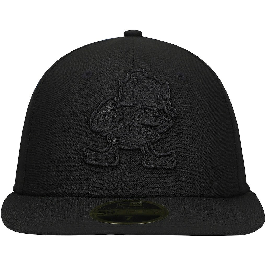 Cleveland Browns New Era Historic Logo Black on Black Low Profile 59FIFTY II Fitted Hat Black