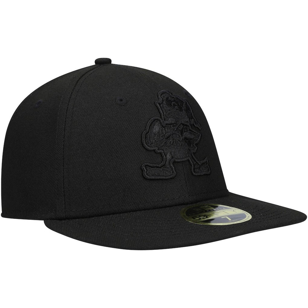 Cleveland Browns New Era Historic Logo Black on Black Low Profile 59FIFTY II Fitted Hat Black