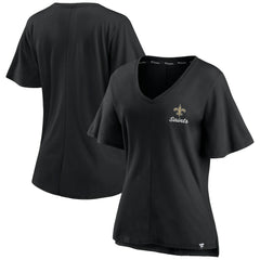New Orleans Saints Women's Southpaw Flutter V-Neck T-Shirt Black