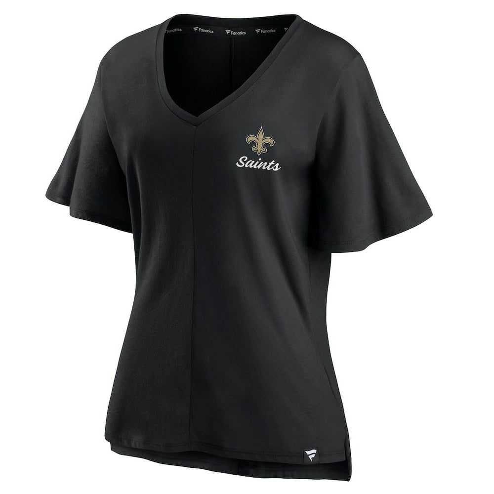New Orleans Saints Women's Southpaw Flutter V-Neck T-Shirt Black